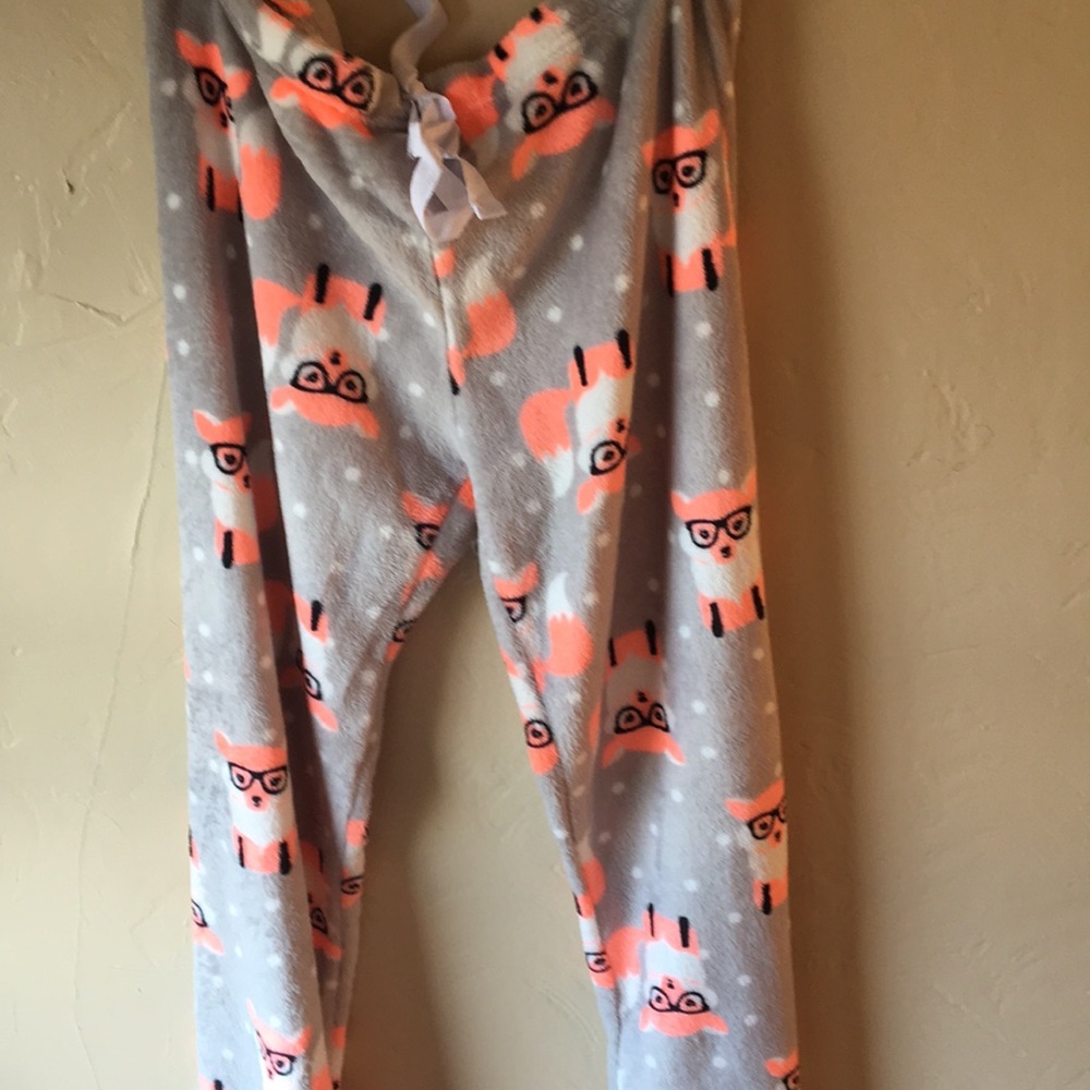 Gray pants with foxes on them